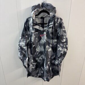 Nike Sportswear Big Pink Swoosh Gray Camo Lightweight Rain Jacket Women's Medium